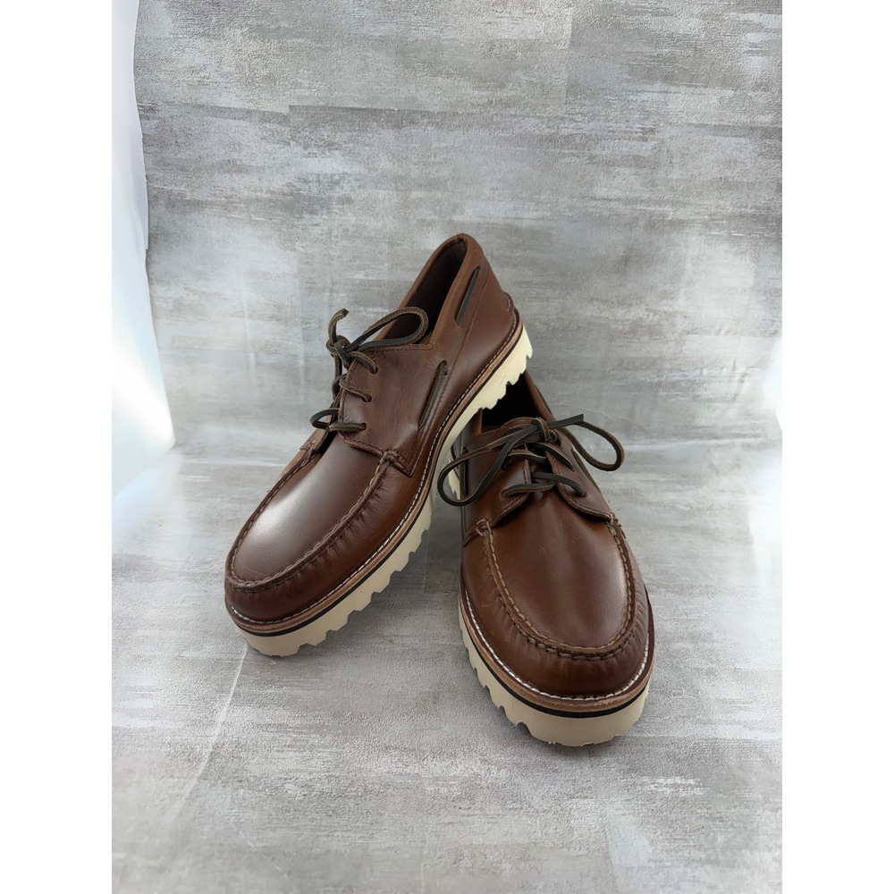 Sperry Top-Sider Authentic Original Lug 3-Eye Brown Leather Boat Shoes Men 11.5